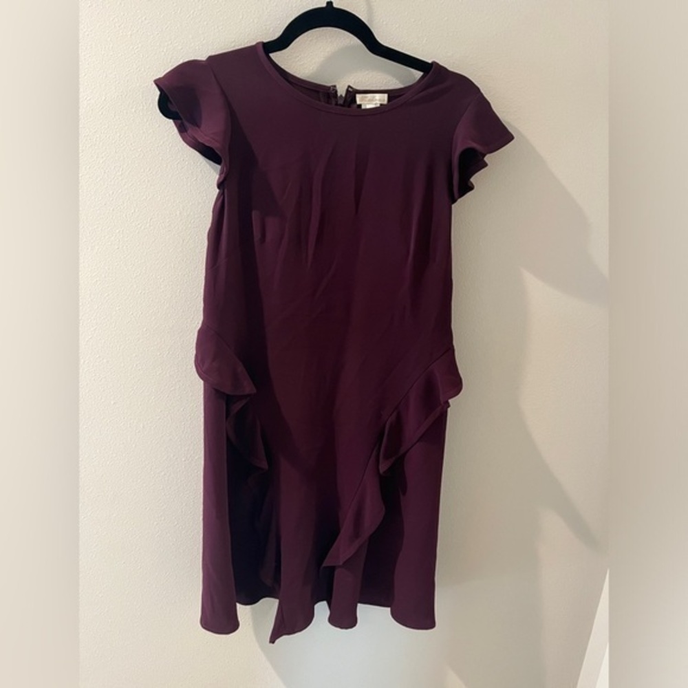 Shoshanna Womens Size 2 Flutter Ruffle Trim Cocktail Mini Dress Purple 3600024